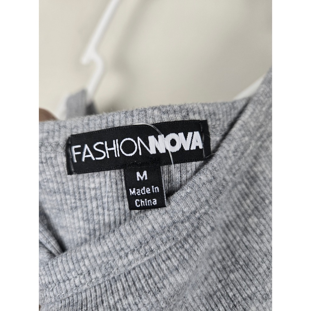 Fashion Nova Neila Ribbed Jumpsuit Heather Grey Medium Sleeveless Scoop Neck NEW - Picture 6 of 8